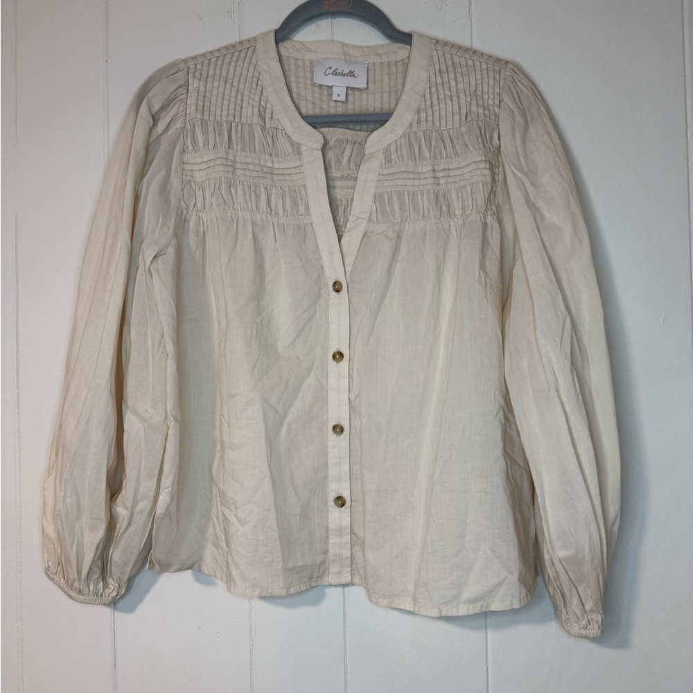Cleobella Women River Cotton Pin Tuck Yoke Long Sleeve Blouse,